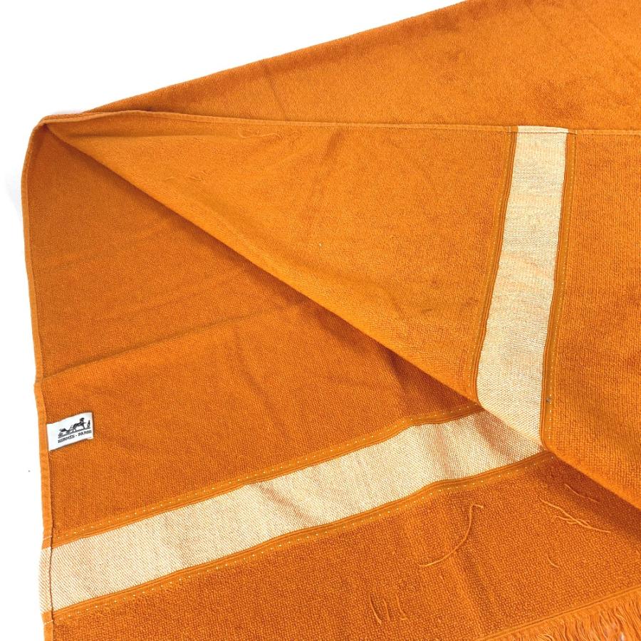 新品未使用 HERMESタオルケット ヨッティング　ビーチタオル HERMES エルメス ヨッティング ビーチタオル ロゴ 大判 フリンジ