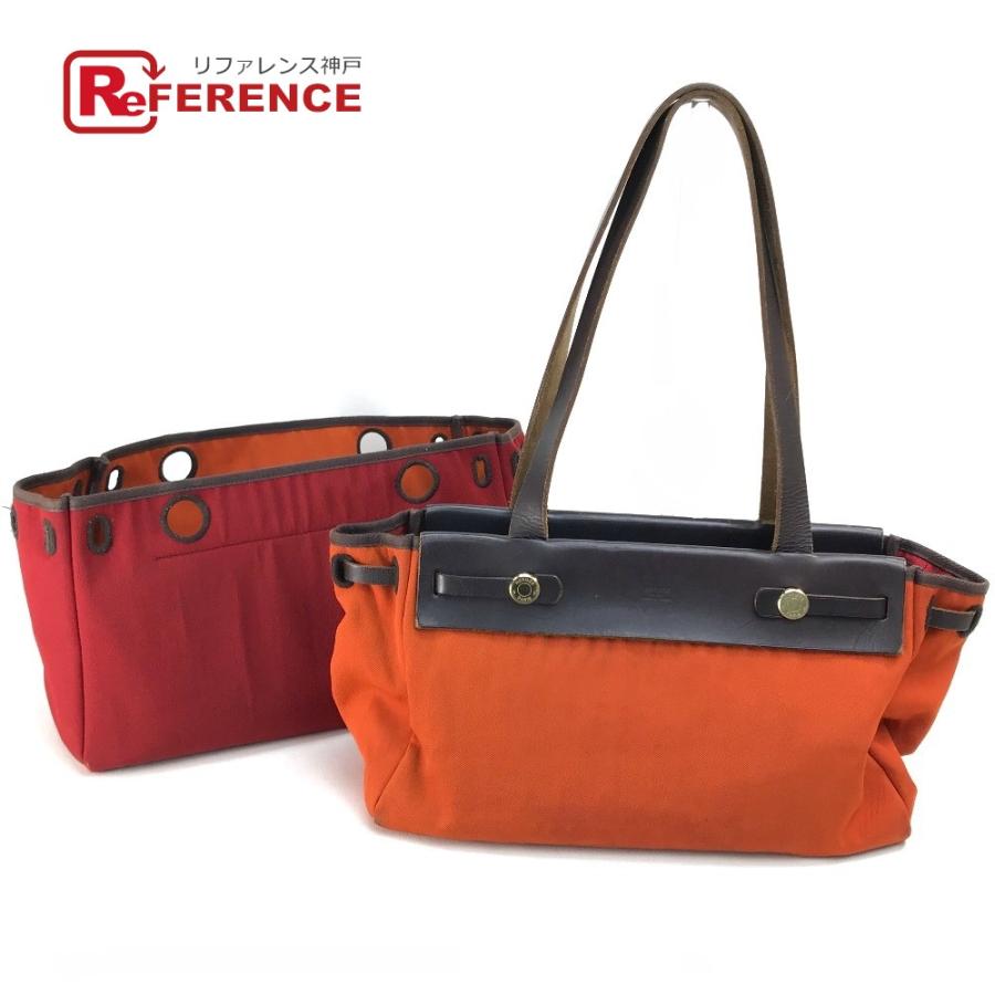 HERMESエルメスエールバッグオレンジ&レッド  カデナ&キー付き HERMESエルメスエールバッグオレンジ&レッド カデナ&キー付き