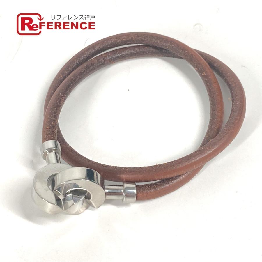 HERMES エルメス 2重ブレスレット ネックレス アクセサリー チョーカー ブラウン レディース【中古】 | HERMES