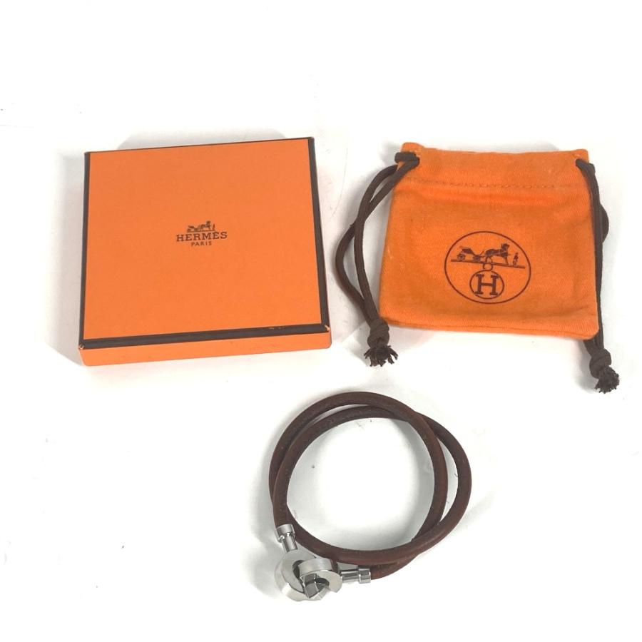 HERMES エルメス 2重ブレスレット ネックレス アクセサリー チョーカー ブラウン レディース【中古】 | HERMES | 05