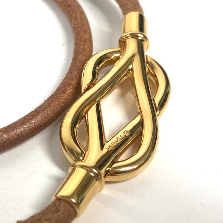 HERMES エルメス 2重ブレスレット ネックレス アクセサリー チョーカー ブラウン レディース【中古】 | HERMES | 07