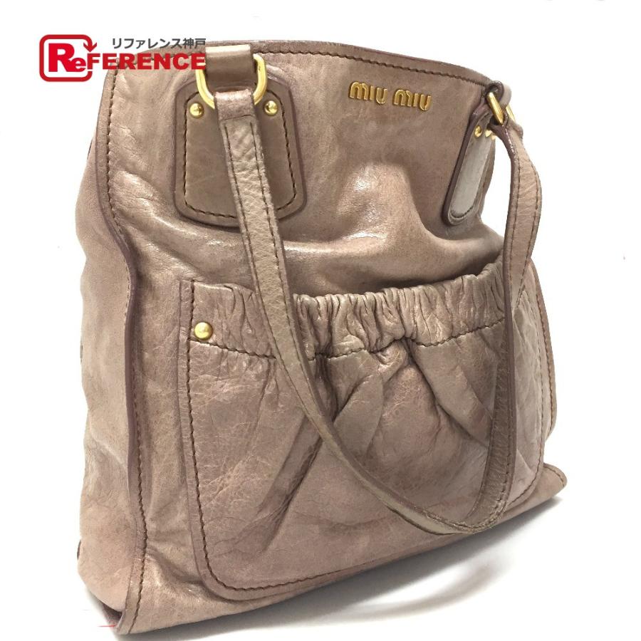 MIU MIU ミュウミュウ  肩掛けショルダーバッグ トートバッグ レザー ピンクベージュ系 レディース | miu miu