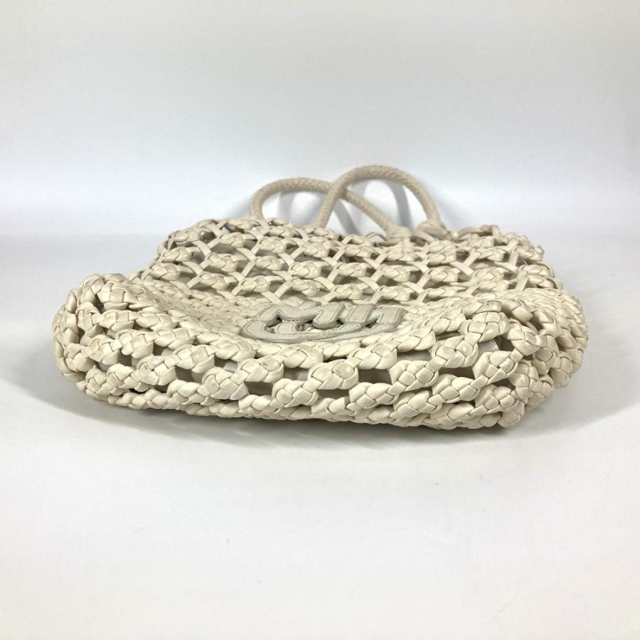 MIUMIU ミュウミュウ ロゴ メッシュ 肩掛け カバン メッシュ ビーチバッグ ショルダーバッグ ホワイト レディース【中古】 | miu miu | 04