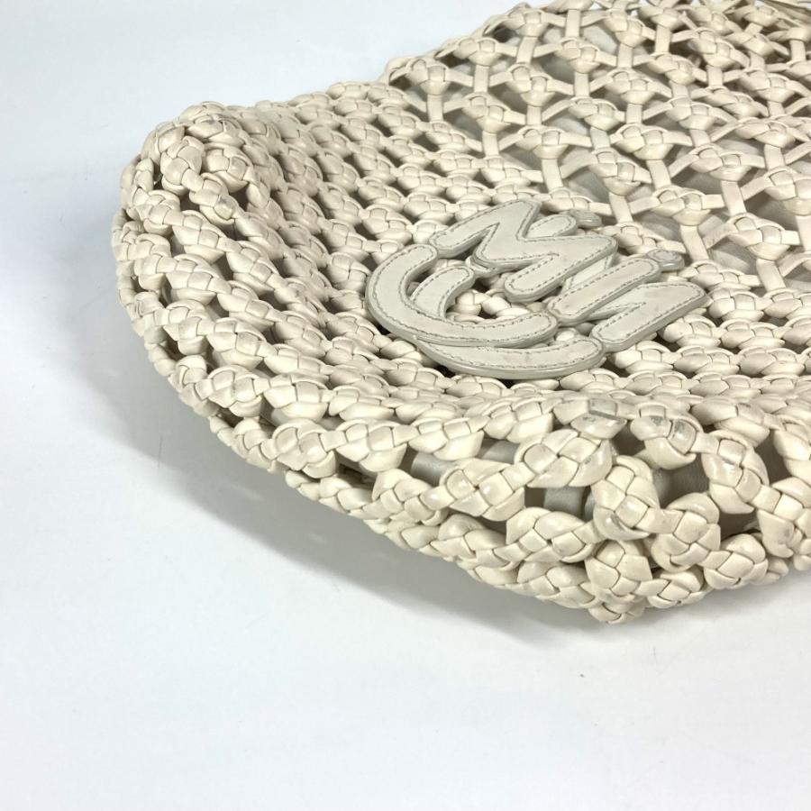 MIUMIU ミュウミュウ ロゴ メッシュ 肩掛け カバン メッシュ ビーチバッグ ショルダーバッグ ホワイト レディース【中古】 | miu miu | 05