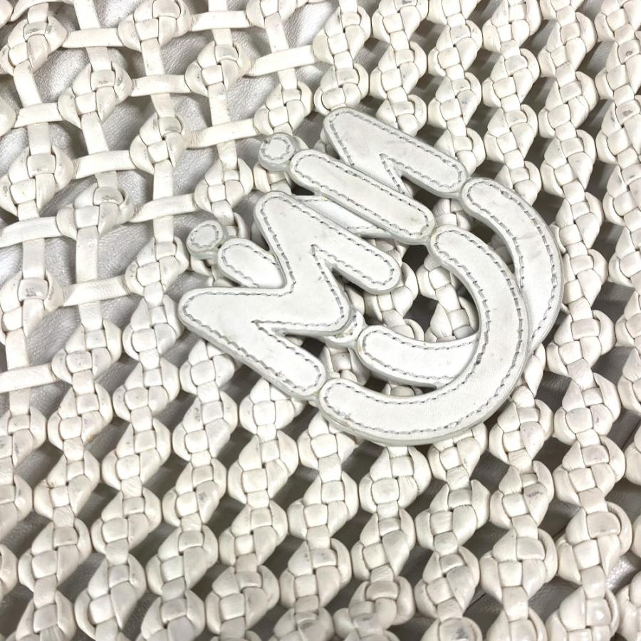 MIUMIU ミュウミュウ ロゴ メッシュ 肩掛け カバン メッシュ ビーチバッグ ショルダーバッグ ホワイト レディース【中古】 | miu miu | 07