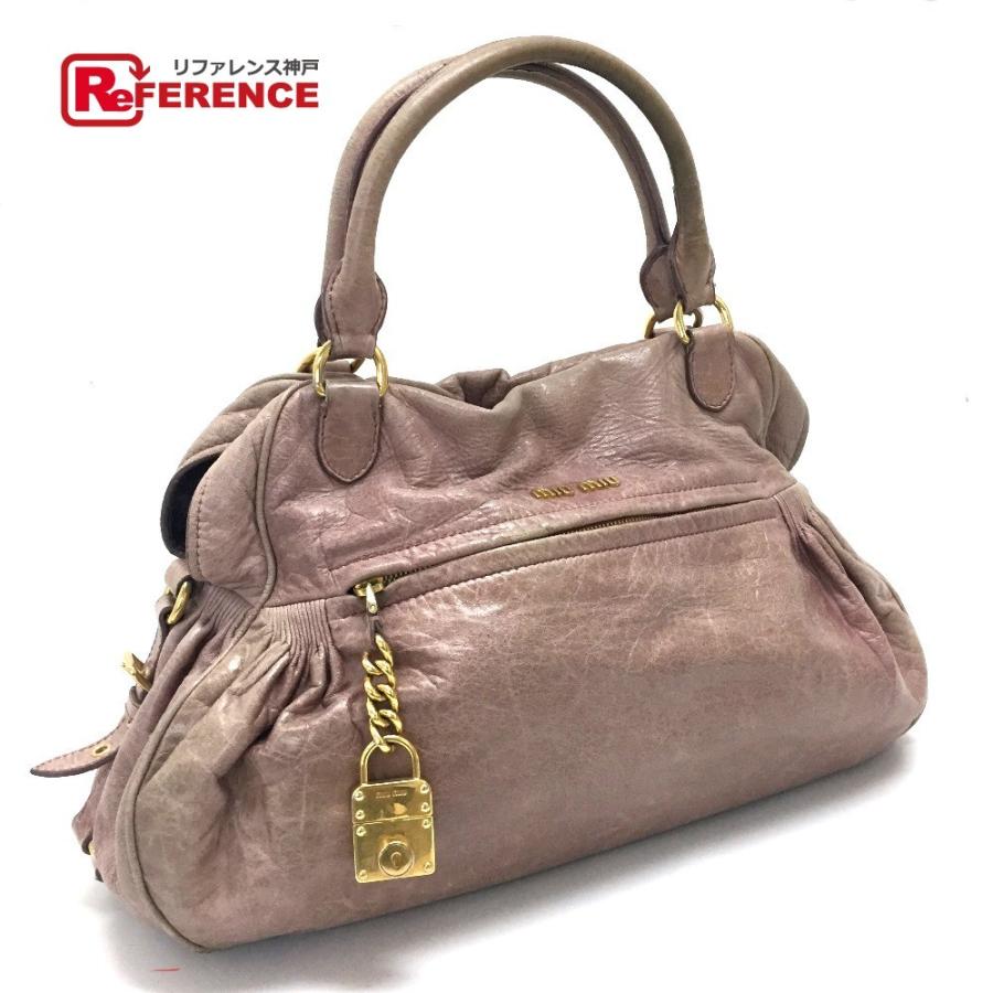 MIU MIU ミュウミュウ ハンドバッグ ショルダーバッグ 2wayバッグ レザー ピンクベージュ系 レディース | miu miu