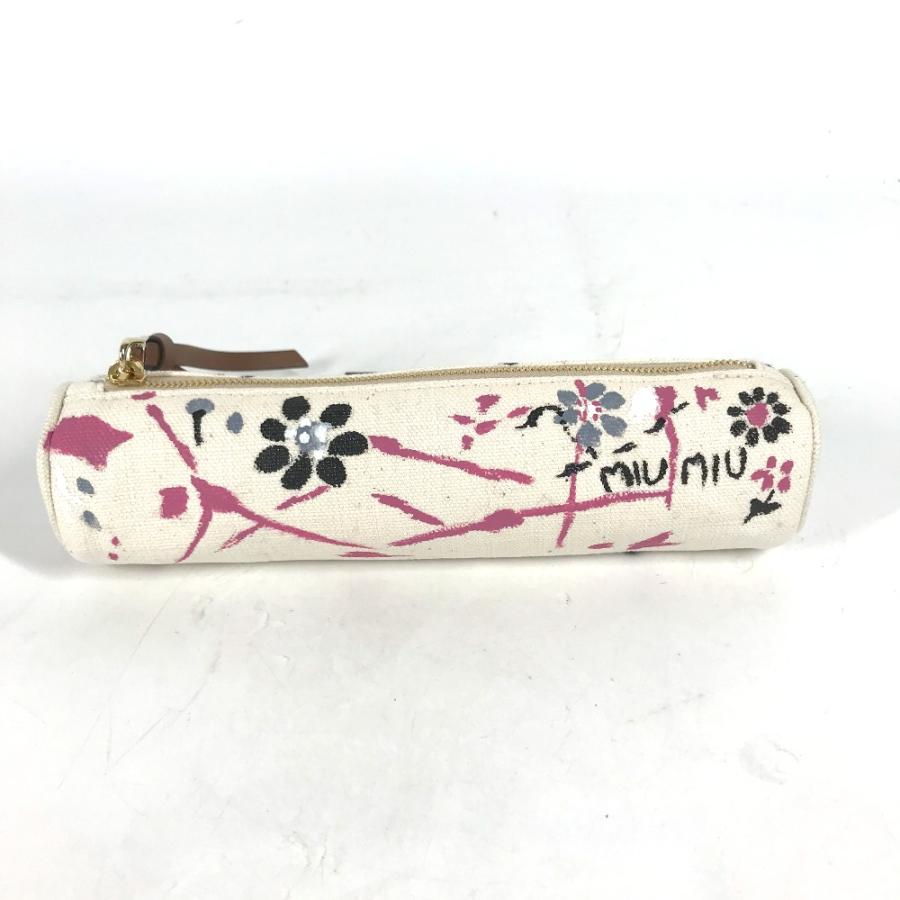 未使用 MIUMIU ミュウミュウ 5NK010 ロゴ 筆箱 ステーショナリー ポーチ ペンケース ホワイト レディース【中古】 | miu miu | 01