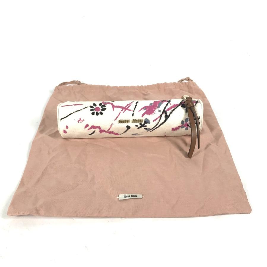 未使用 MIUMIU ミュウミュウ 5NK010 ロゴ 筆箱 ステーショナリー ポーチ ペンケース ホワイト レディース【中古】 | miu miu | 02
