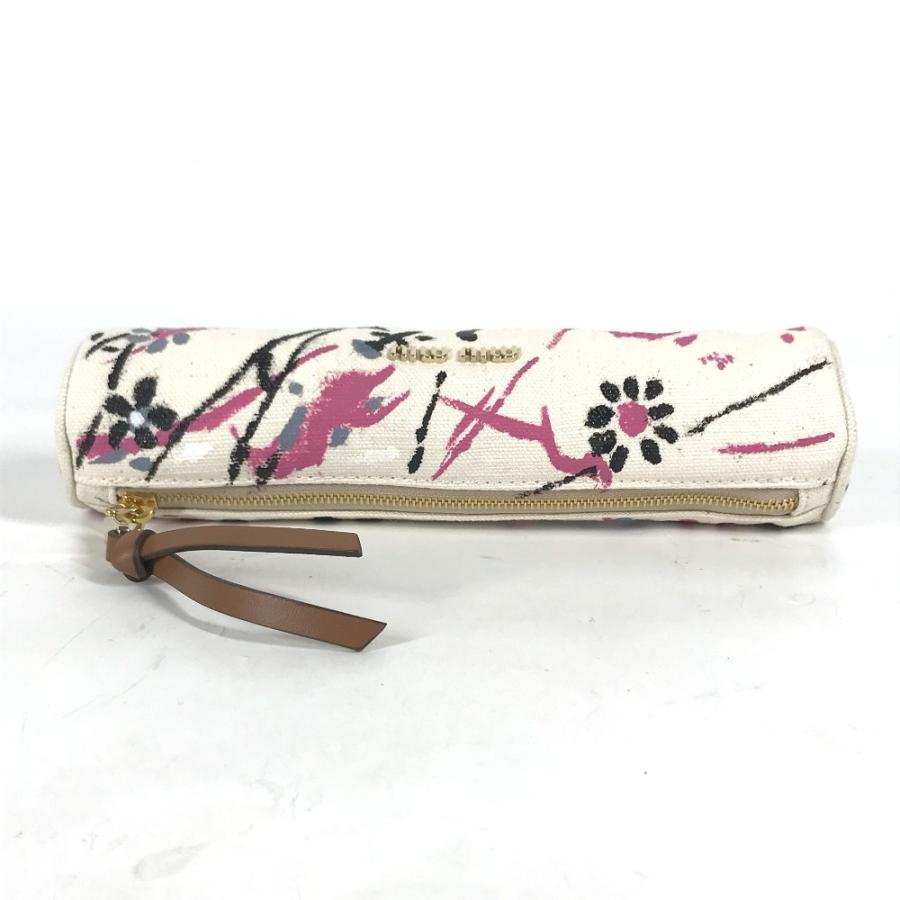 未使用 MIUMIU ミュウミュウ 5NK010 ロゴ 筆箱 ステーショナリー ポーチ ペンケース ホワイト レディース【中古】 | miu miu | 06