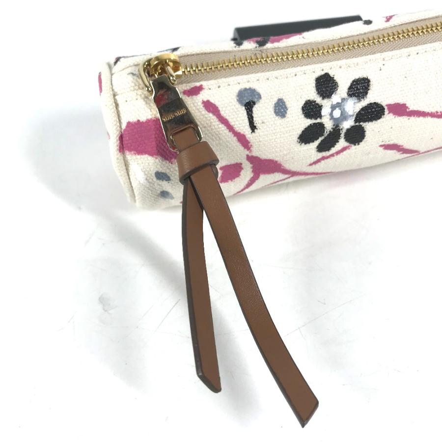 未使用 MIUMIU ミュウミュウ 5NK010 ロゴ 筆箱 ステーショナリー ポーチ ペンケース ホワイト レディース【中古】 | miu miu | 07