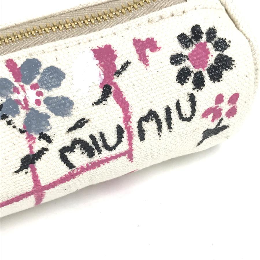 未使用 MIUMIU ミュウミュウ 5NK010 ロゴ 筆箱 ステーショナリー ポーチ ペンケース ホワイト レディース【中古】 | miu miu | 08