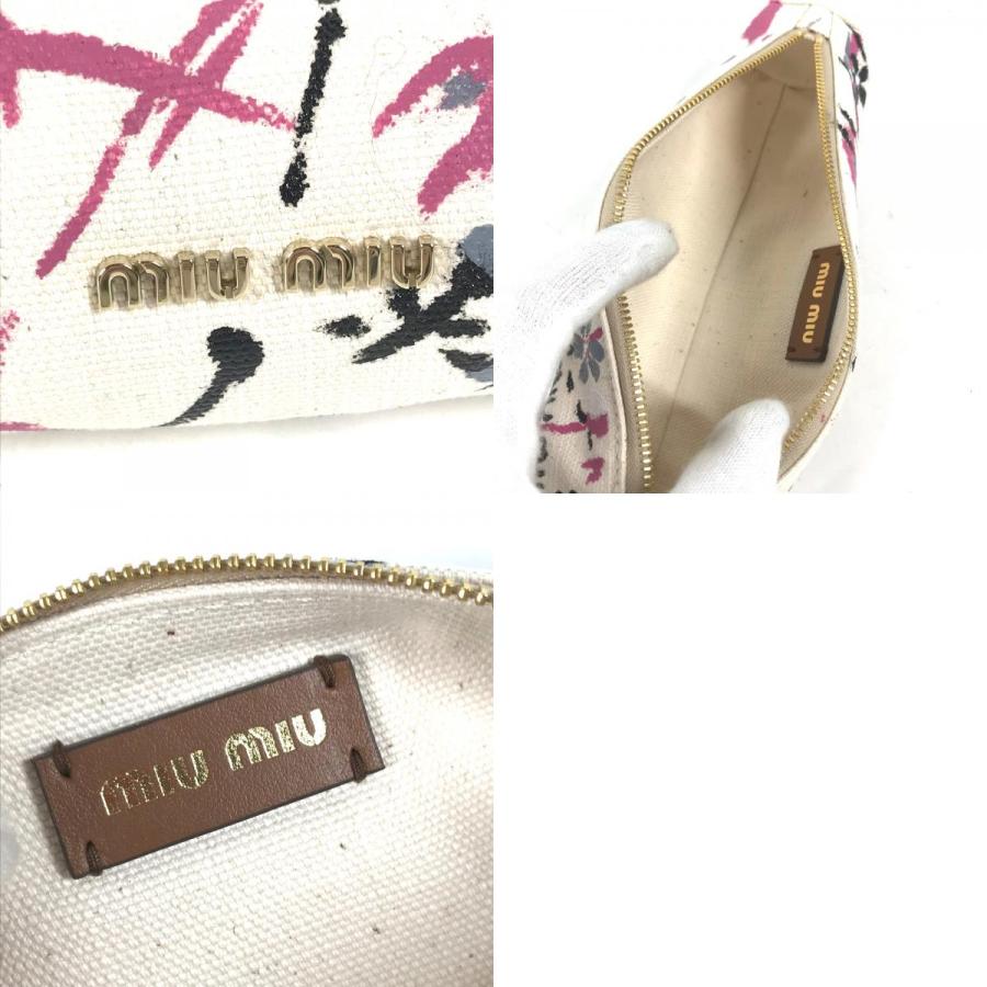 未使用 MIUMIU ミュウミュウ 5NK010 ロゴ 筆箱 ステーショナリー ポーチ ペンケース ホワイト レディース【中古】 | miu miu | 09