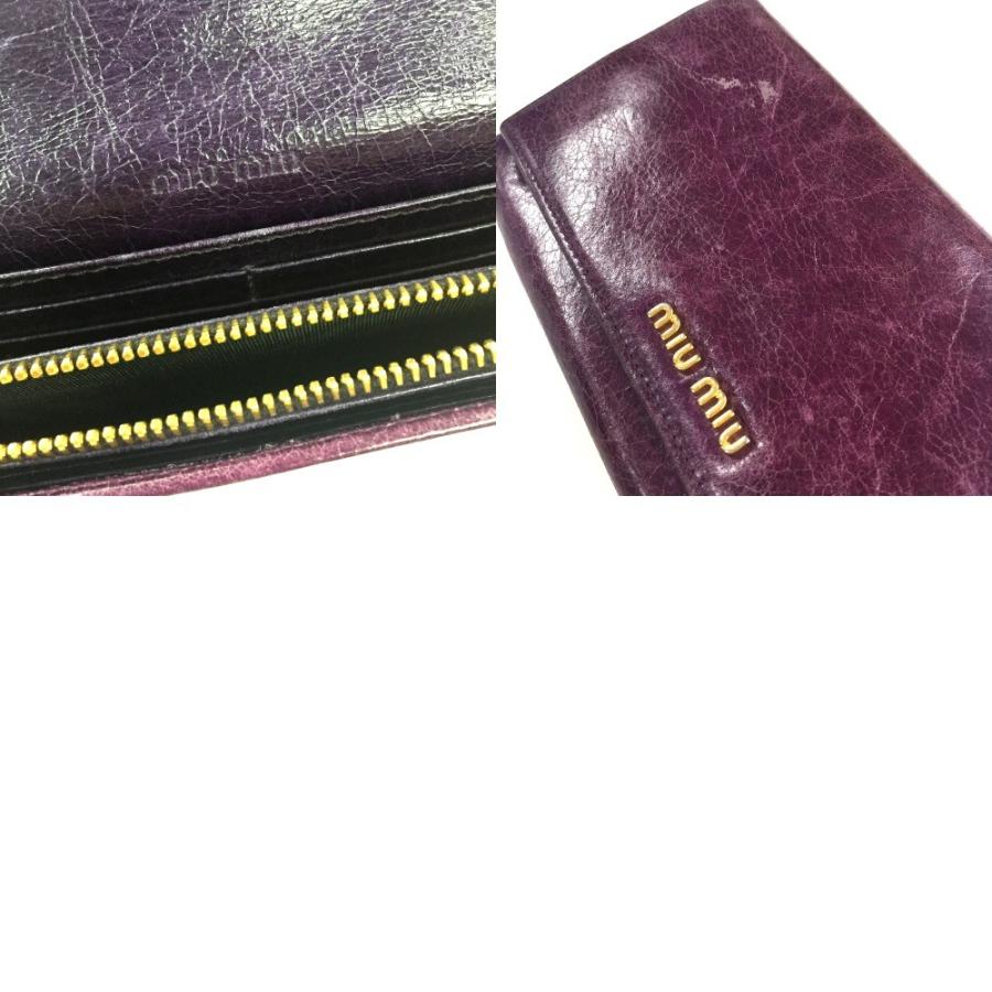 MIU MIU ミュウミュウ ファスナー付き2つ折り長財布 長財布（小銭入れあり） レザー パープル レディース | miu miu | 11