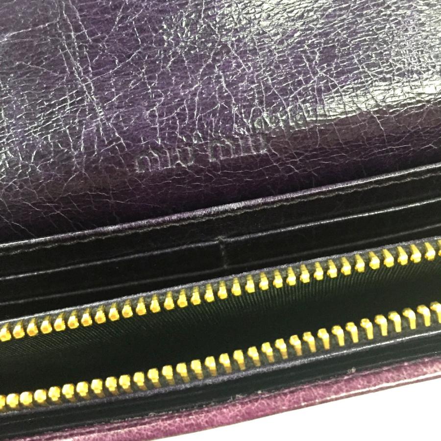 MIU MIU ミュウミュウ ファスナー付き2つ折り長財布 長財布（小銭入れあり） レザー パープル レディース | miu miu | 07