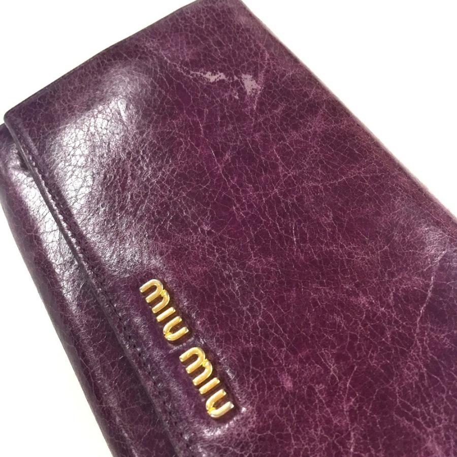 MIU MIU ミュウミュウ ファスナー付き2つ折り長財布 長財布（小銭入れあり） レザー パープル レディース | miu miu | 09