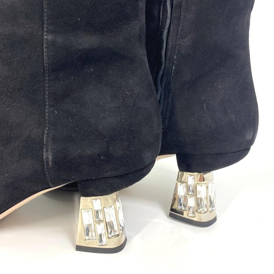 MIUMIU ミュウミュウ ヒール ビジュー ロングブーツ ブーツ スエード ブラック レディース【中古】 | miu miu | 05
