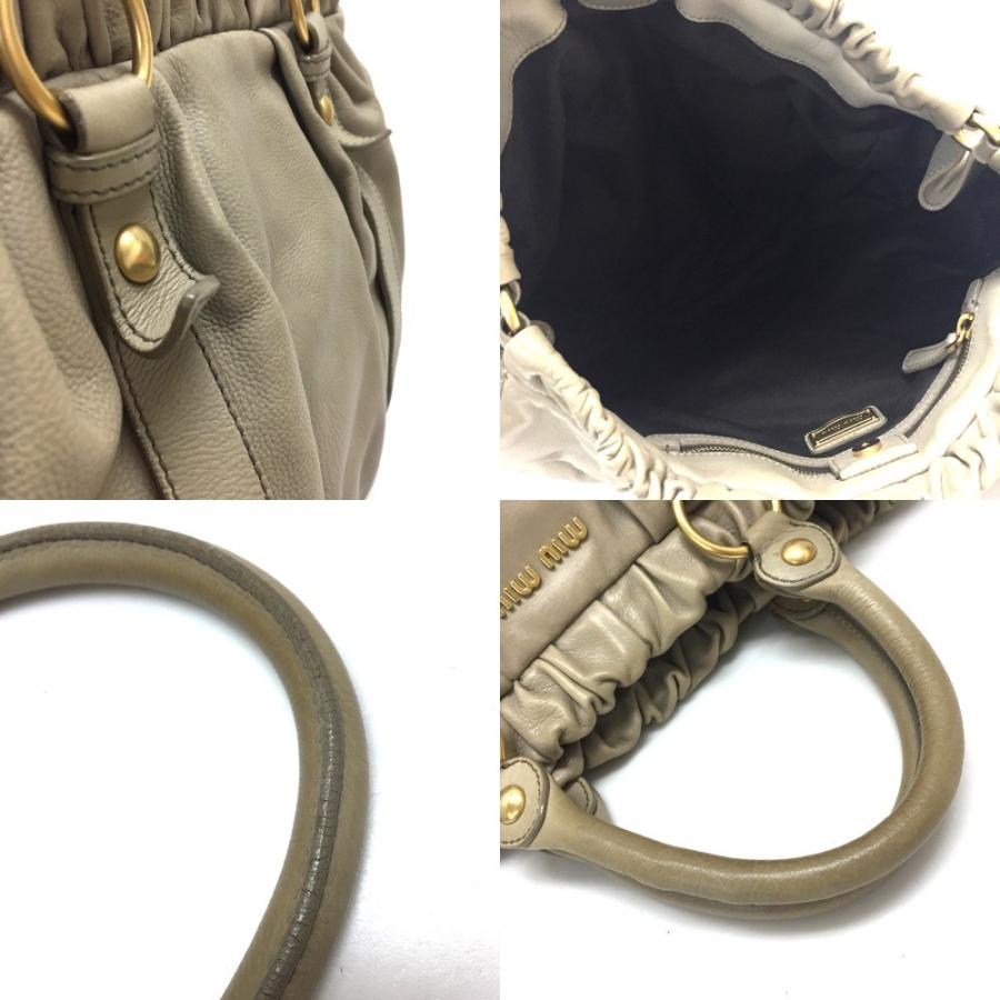 MIU MIU ミュウミュウ  肩掛けショルダーバッグ ラージ ハンドバッグ レザー ベージュ系 レディース | miu miu | 11