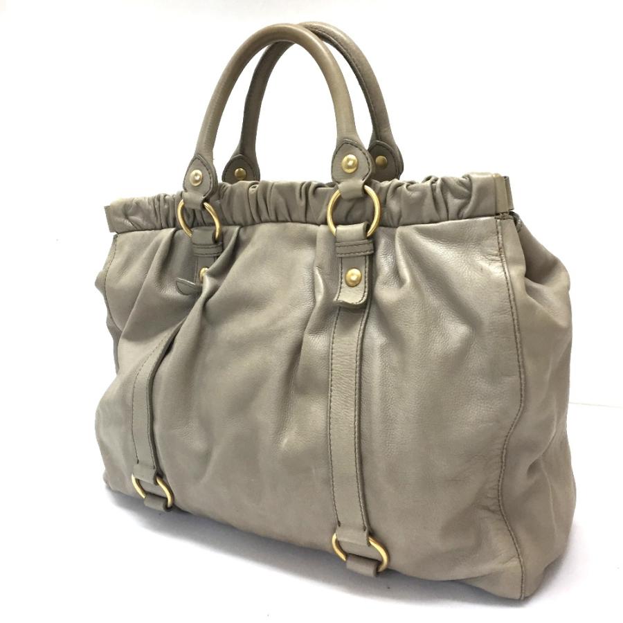 MIU MIU ミュウミュウ  肩掛けショルダーバッグ ラージ ハンドバッグ レザー ベージュ系 レディース | miu miu | 01