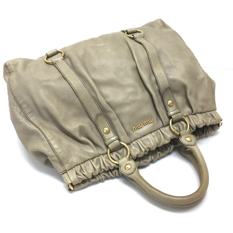 MIU MIU ミュウミュウ  肩掛けショルダーバッグ ラージ ハンドバッグ レザー ベージュ系 レディース | miu miu | 03