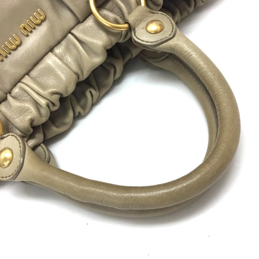 MIU MIU ミュウミュウ  肩掛けショルダーバッグ ラージ ハンドバッグ レザー ベージュ系 レディース | miu miu | 07