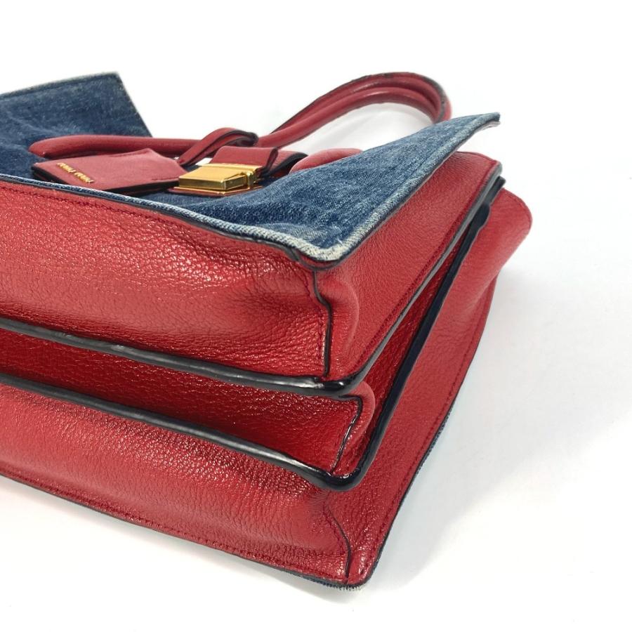 MIUMIU ミュウミュウ ロゴ 2WAYバッグ トートバッグ ショルダーバッグ 斜め掛け カバン バイカラー ハンドバッグ ブルー【中古】 | miu miu | 05