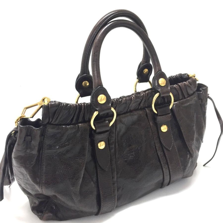 【美品】miu miu 黒 ブラックレザー ショルダー　ハンドバッグ MIU MIU レザー 2way ハンドバッグ ショルダーバッグ黒ブラック