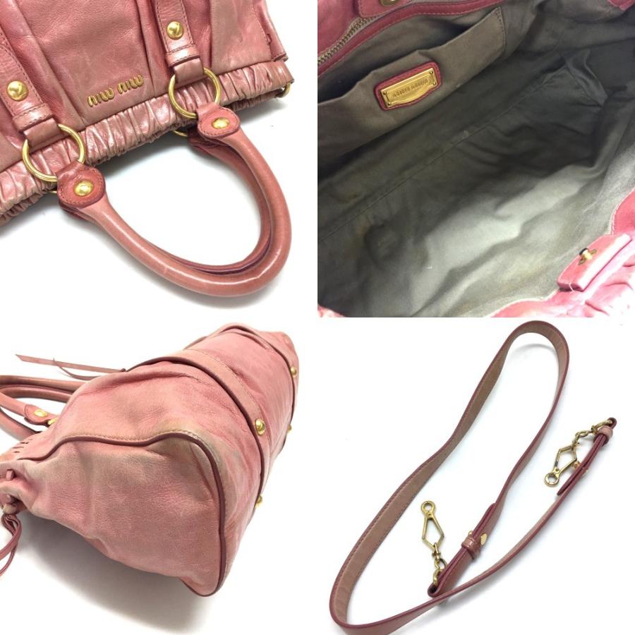MIU MIU ミュウミュウ ショルダーバッグ ハンドバッグ VITTELO LUX（ヴィテロリュクス） レザー ピンク | miu miu | 10