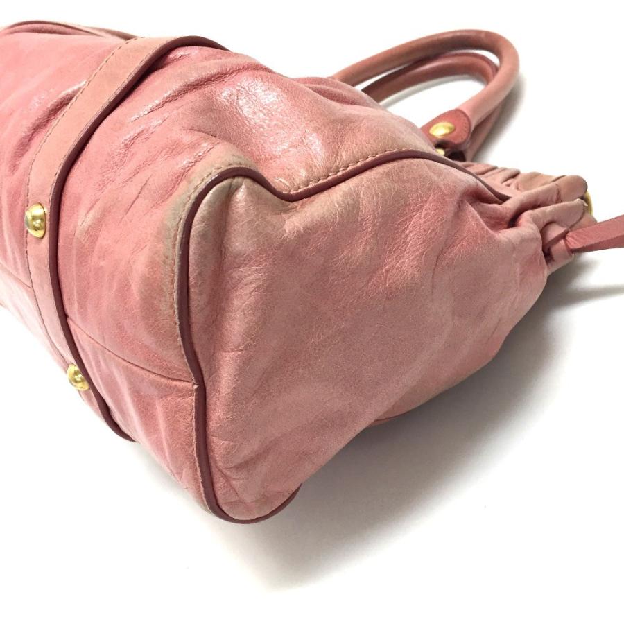 【値下げ】miu miu ヴィッテロリュクス ピンク レザー ハンドバッグ miu MIU ミュウミュウ ショルダーバッグ ハンドバッグ VITTELO