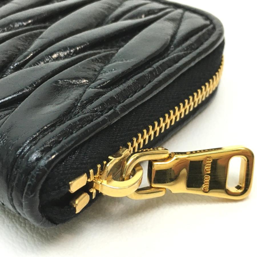新品同様 MIUMIU ミュウミュウ L字型コインケース MATELASSE マトラッセ コインケース レディース ブラック 黒 | miu miu | 02