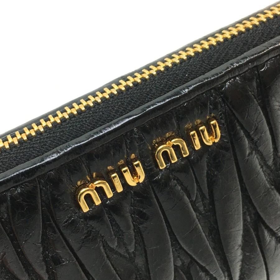 新品同様 MIUMIU ミュウミュウ L字型コインケース MATELASSE マトラッセ コインケース レディース ブラック 黒 | miu miu | 03