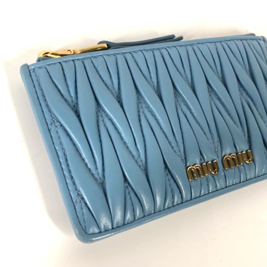 美品 MIUMIU ミュウミュウ マテラッセ フラグメントケース 財布 小銭入れ カードケース コインケース ブルー レディース【中古】 | miu miu | 04