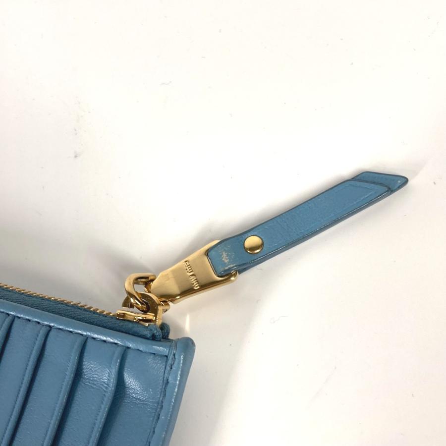 美品 MIUMIU ミュウミュウ マテラッセ フラグメントケース 財布 小銭入れ カードケース コインケース ブルー レディース【中古】 | miu miu | 06