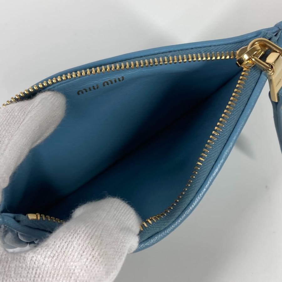 美品 MIUMIU ミュウミュウ マテラッセ フラグメントケース 財布 小銭入れ カードケース コインケース ブルー レディース【中古】 | miu miu | 08