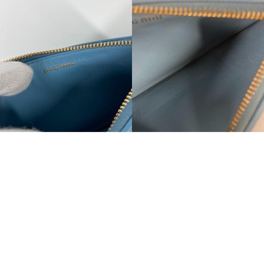 美品 MIUMIU ミュウミュウ マテラッセ フラグメントケース 財布 小銭入れ カードケース コインケース ブルー レディース【中古】 | miu miu | 09