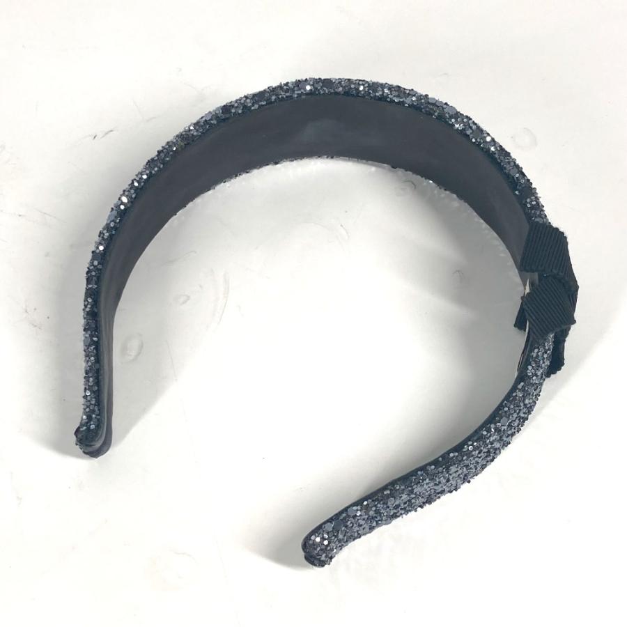 美品 MIUMIU ミュウミュウ ラメ りぼん リボン ヘアアクセサリー ヘッドバンド  カチューシャ ブラック レディース【中古】 | miu miu | 08