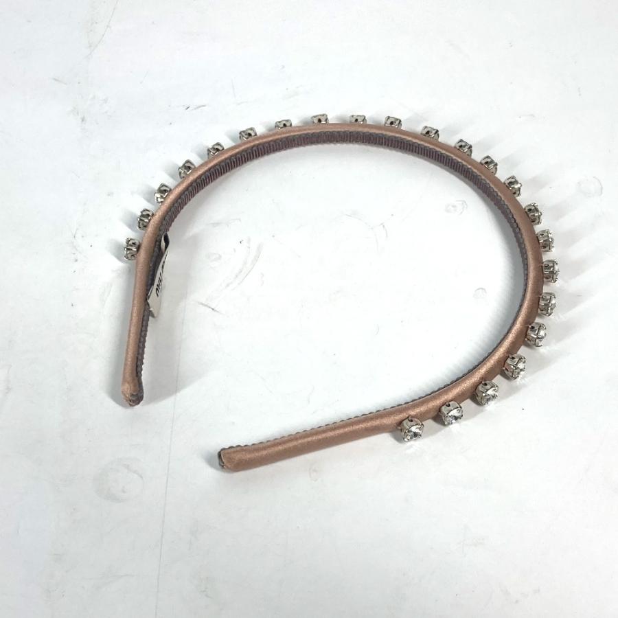 美品 MIUMIU ミュウミュウ ラインストーン クリスタル ヘアアクセサリー ヘアバンド カチューシャ ピンク レディース【中古】 | miu miu | 03