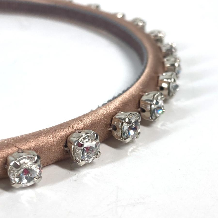 美品 MIUMIU ミュウミュウ ラインストーン クリスタル ヘアアクセサリー ヘアバンド カチューシャ ピンク レディース【中古】 | miu miu | 07