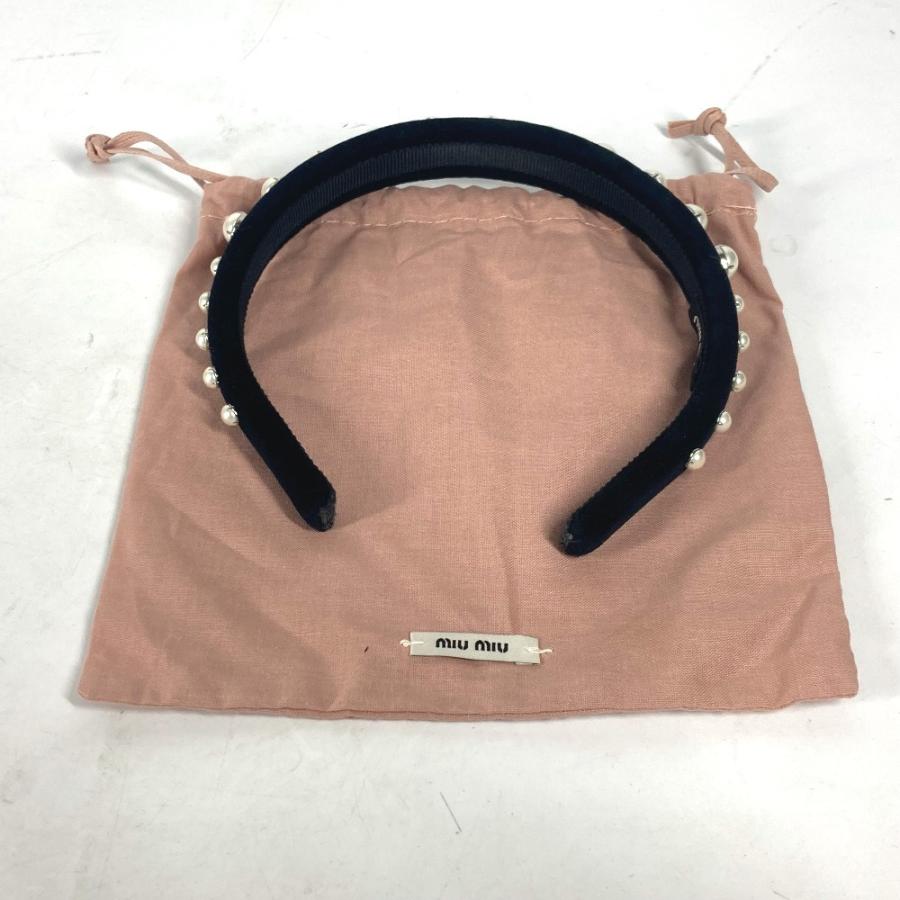 美品 MIUMIU ミュウミュウ ラインストーン ヘアアクセサリー ヘアバンド ヘッドバンド カチューシャ ブラック レディース【中古】 | miu miu | 08