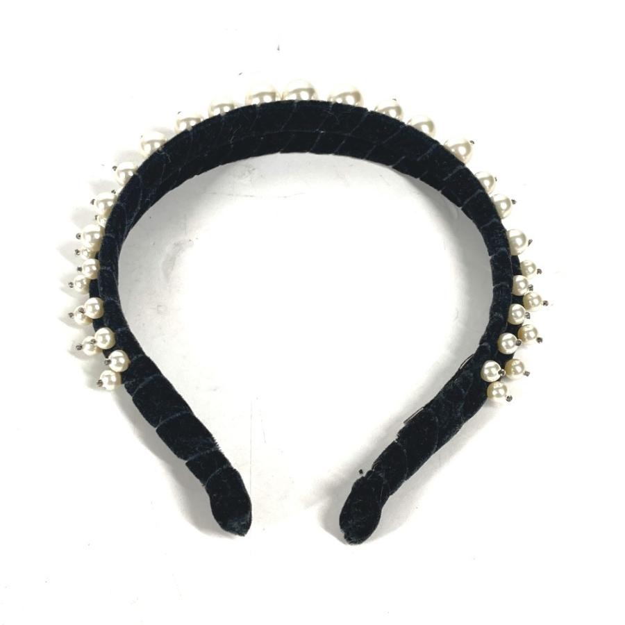 MIUMIU ミュウミュウ フェイクパール ヘアバンド ヘッドバンド ヘアアクセサリー カチューシャ ブラック レディース【中古】 | miu miu | 01