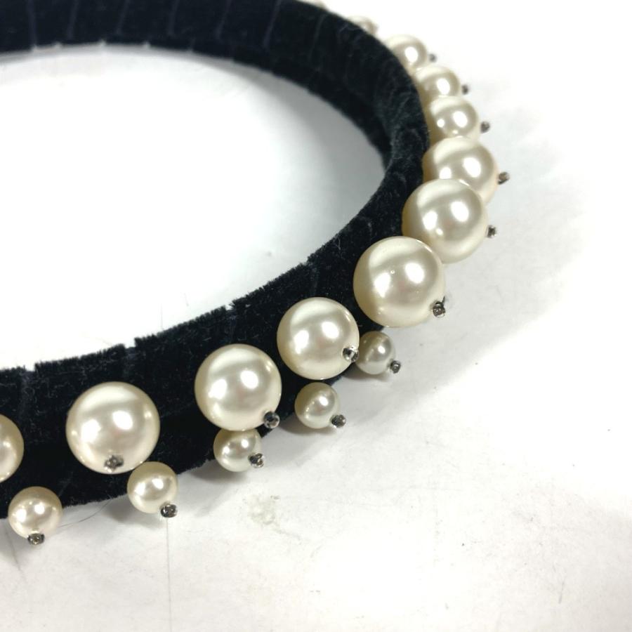 MIUMIU ミュウミュウ フェイクパール ヘアバンド ヘッドバンド ヘアアクセサリー カチューシャ ブラック レディース【中古】 | miu miu | 05