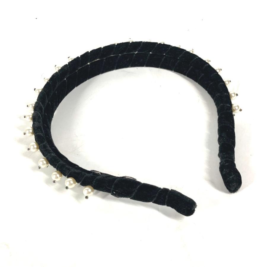 MIUMIU ミュウミュウ フェイクパール ヘアバンド ヘッドバンド ヘアアクセサリー カチューシャ ブラック レディース【中古】 | miu miu | 08