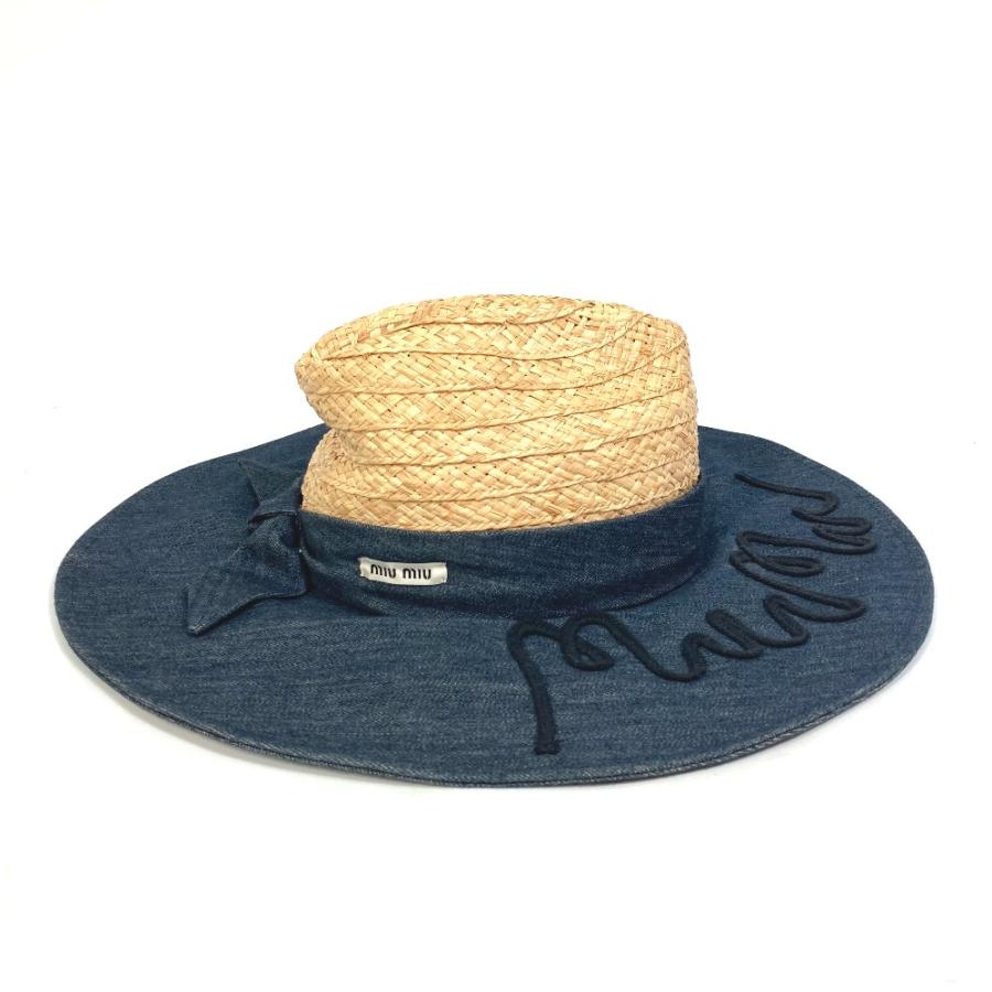 ミュウミュウ miu miu 帽子 つば広ハット 麦わら帽子 【公式通販】