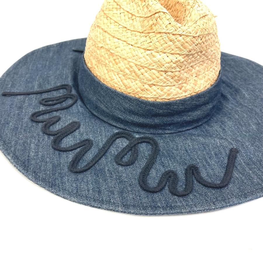 M ファッション ミュウミュウ miu miu 帽子 つば広ハット 麦わら帽子
