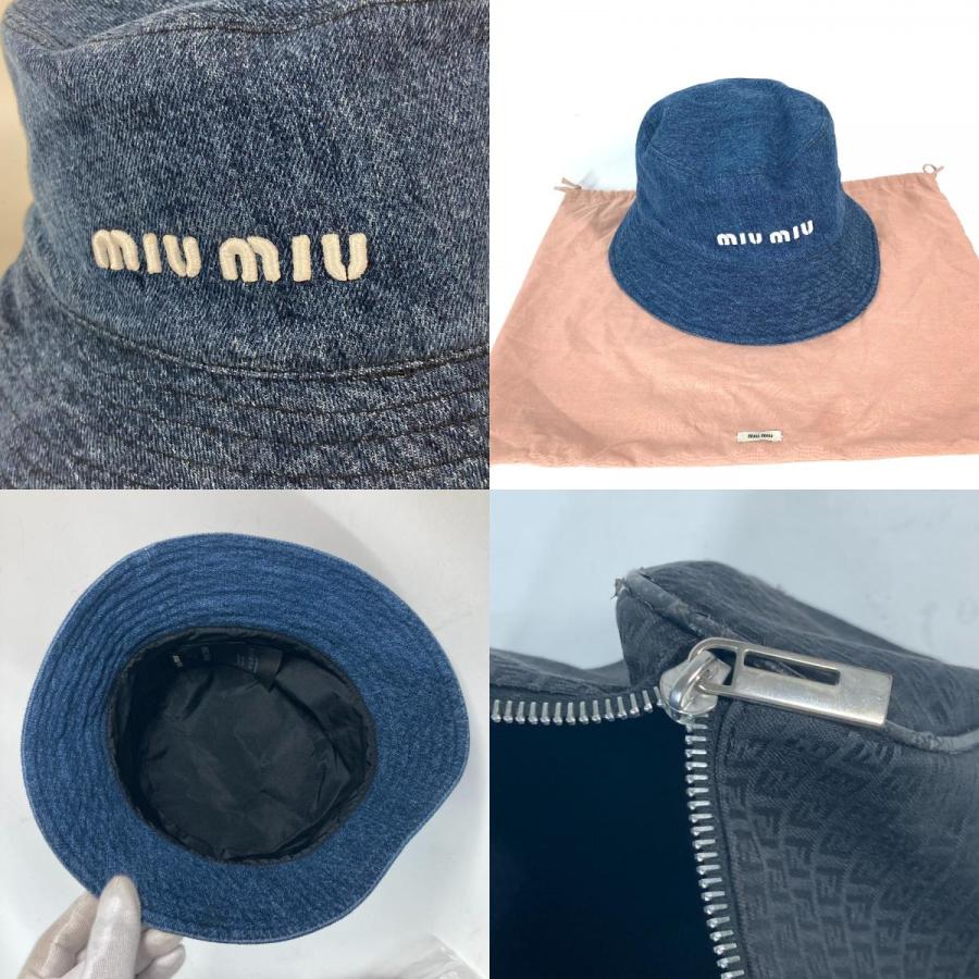 miu miu（ミュウミュウ） 美品 ロゴ ハット帽 帽子 バケットハット