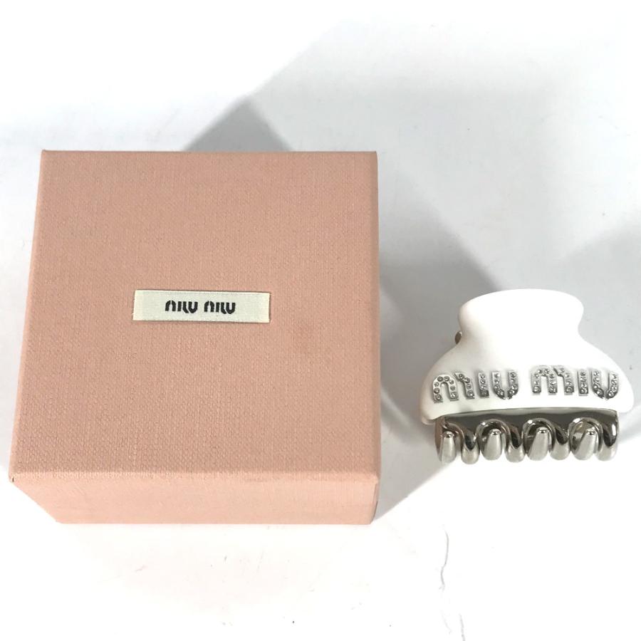 未使用 MIUMIU ミュウミュウ 5IF068 クリスタル ロゴ ラインストーン ヘアクリップ ヘアアクセサリー ヘアピン ホワイト【中古】 | miu miu | 03