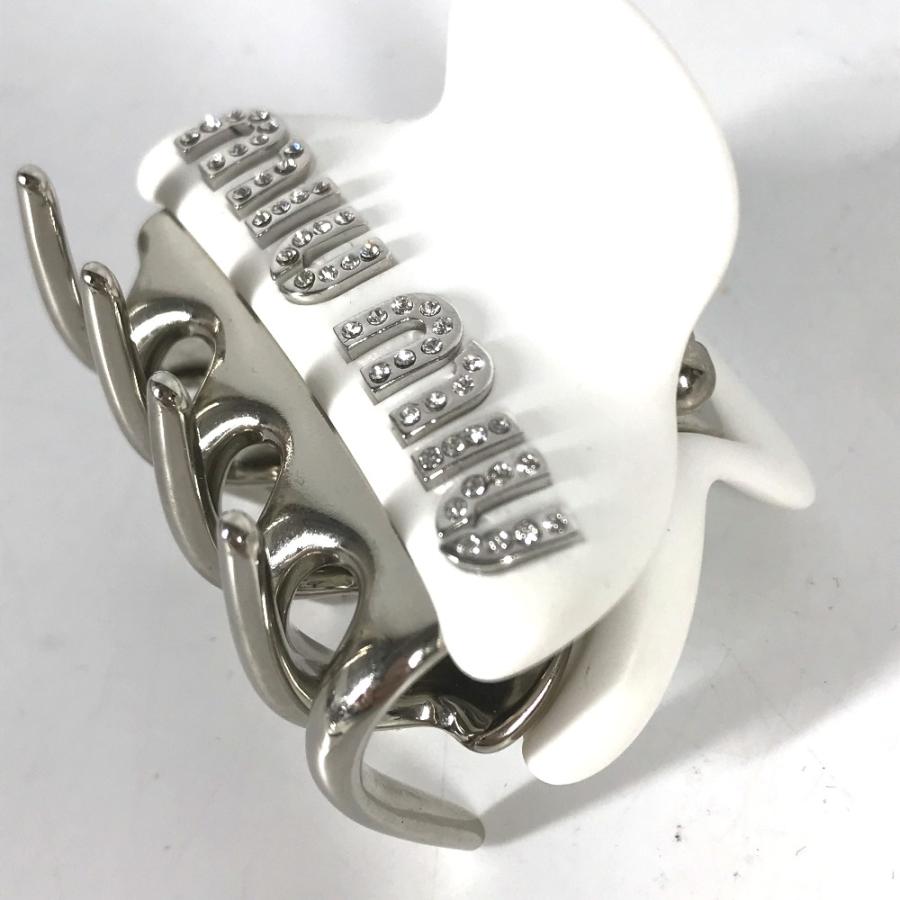 未使用 MIUMIU ミュウミュウ 5IF068 クリスタル ロゴ ラインストーン ヘアクリップ ヘアアクセサリー ヘアピン ホワイト【中古】 | miu miu | 04