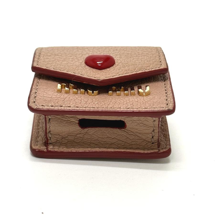 美品 MIUMIU ミュウミュウ 5TT106 マドラスラブ airpodsケース ネックストラップ付 アップル エアポッズ apple  ピンク 【中古】 | miu miu | 02