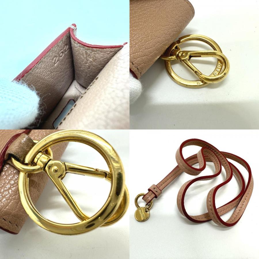 美品 MIUMIU ミュウミュウ 5TT106 マドラスラブ airpodsケース ネックストラップ付 アップル エアポッズ apple  ピンク 【中古】 | miu miu | 08