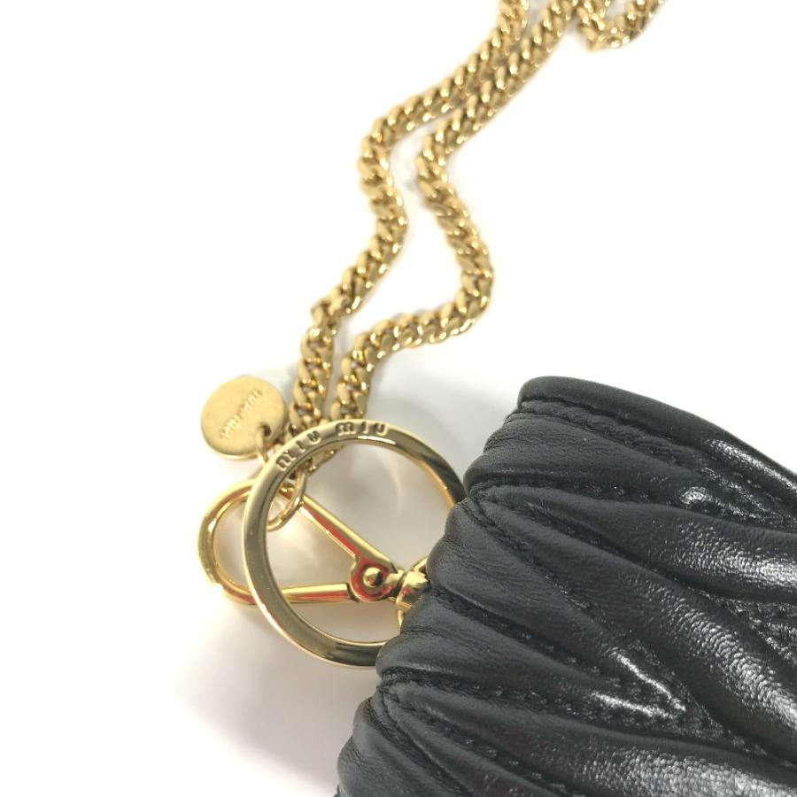 美品 MIUMIU ミュウミュウ ロゴ マテラッセ  エアポッズケース airpods チェーンストラップ付き イヤフォンケース ブラック【中古】 | miu miu | 06