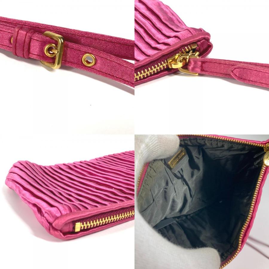 MIU MIU ピンク クラッチバッグ ミュウ Miu マテラッセ クラッチバッグ ギャザー ポーチ レザー